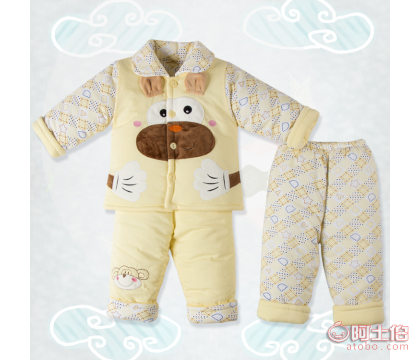 2016新童套装秋冬款纯棉加厚长袖三件套婴幼儿棉衣一件代发6106
